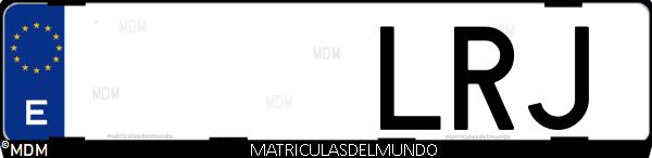 Imágen de matrícula de coche con letras LRJ de España