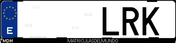Imágen de matrícula de coche con letras LRK de España