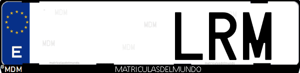 Imágen de matrícula de coche con letras LRM de España