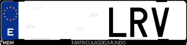 Imágen de matrícula de coche con letras LRV de España