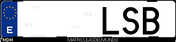 Imágen de matrícula de coche con letras LSB de España
