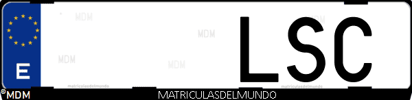 Imágen de matrícula de coche con letras LSC de España