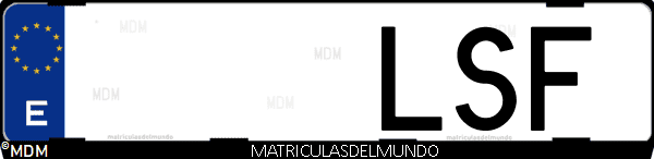 Imágen de matrícula de coche con letras LSF de España
