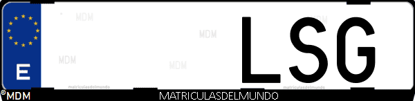 Imágen de matrícula de coche con letras LSG de España