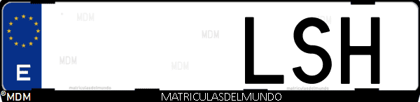 Imágen de matrícula de coche con letras LSH de España