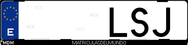 Imágen de matrícula de coche con letras LSJ de España