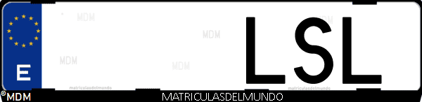 Imágen de matrícula de coche con letras LSL de España