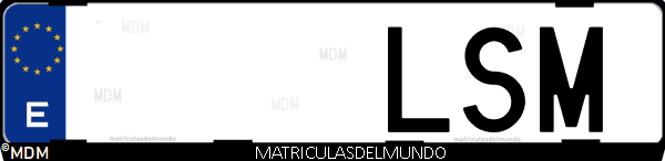 Imágen de matrícula de coche con letras LSM de España