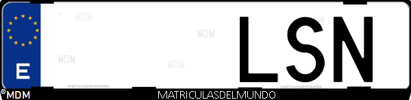 Imágen de matrícula de coche con letras LSN de España