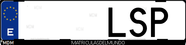 Imágen de matrícula de coche con letras LSP de España