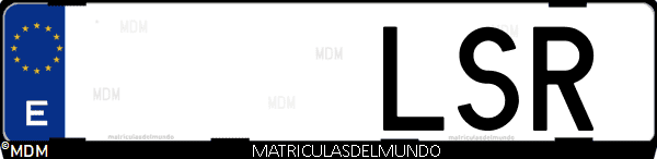 Imágen de matrícula de coche con letras LSR de España