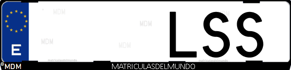 Imágen de matrícula de coche con letras LSS de España