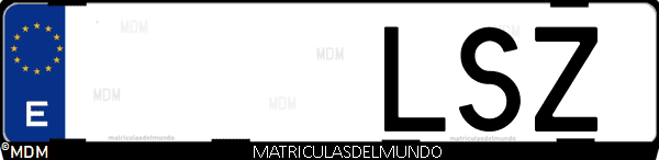Imágen de matrícula de coche con letras LSZ de España
