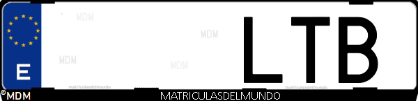 Imágen de matrícula de coche con letras LTB de España