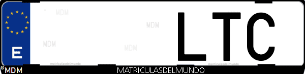 Imágen de matrícula de coche con letras LTC de España