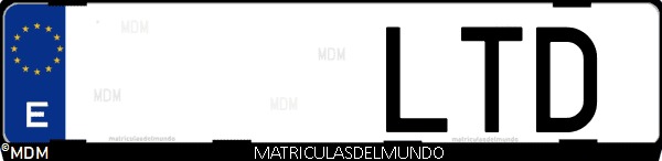 Imágen de matrícula de coche con letras LTD de España