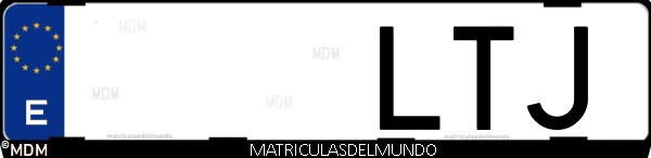 Imágen de matrícula de coche con letras LTJ de España