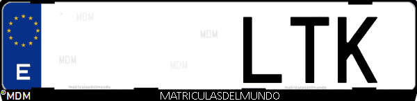 Imágen de matrícula de coche con letras LTK de España