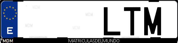 Imágen de matrícula de coche con letras LTM de España