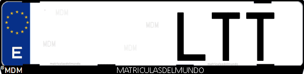 Imágen de matrícula de coche con letras LTT de España