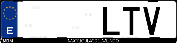 Imágen de matrícula de coche con letras LTV de España