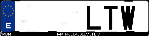Imágen de matrícula de coche con letras LTW de España