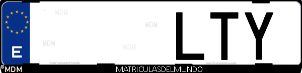 Imágen de matrícula de coche con letras LTY de España