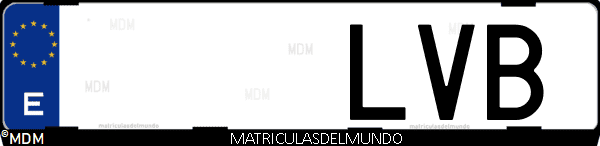 Imágen de matrícula de coche con letras LVB de España