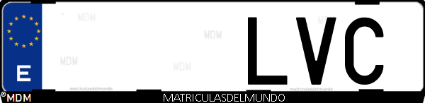 Imágen de matrícula de coche con letras LVC de España