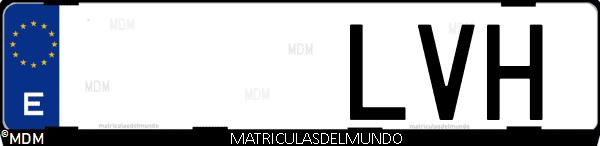 Imágen de matrícula de coche con letras LVH de España