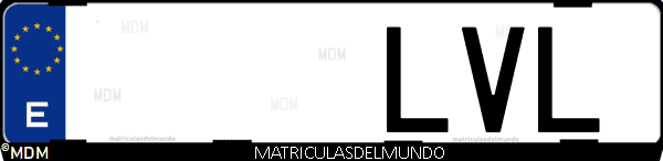 Imágen de matrícula de coche con letras LVL de España