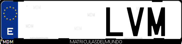 Imágen de matrícula de coche con letras LVM de España
