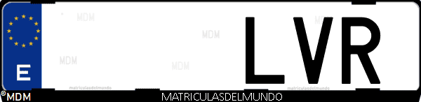 Imágen de matrícula de coche con letras LVR de España