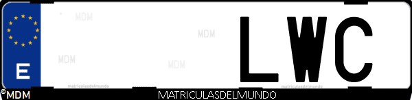 Imágen de matrícula de coche con letras LWC de España