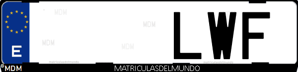 Imágen de matrícula de coche con letras LWF de España