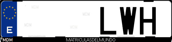 Imágen de matrícula de coche con letras LWH de España