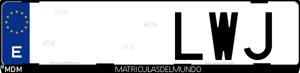 Imágen de matrícula de coche con letras LWJ de España