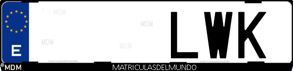 Imágen de matrícula de coche con letras LWK de España