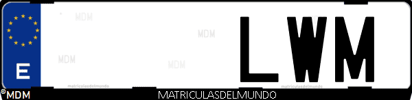 Imágen de matrícula de coche con letras LWM de España