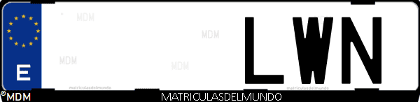 Imágen de matrícula de coche con letras LWN de España