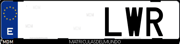 Imágen de matrícula de coche con letras LWR de España