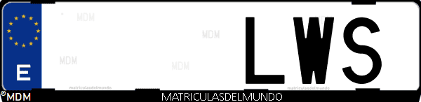 Imágen de matrícula de coche con letras LWS de España