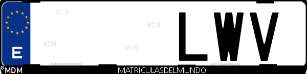 Imágen de matrícula de coche con letras LWV de España