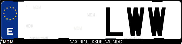 Imágen de matrícula de coche con letras LWW de España