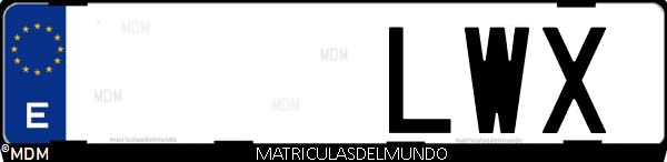 Imágen de matrícula de coche con letras LWX de España