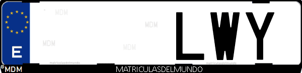 Imágen de matrícula de coche con letras LWY de España