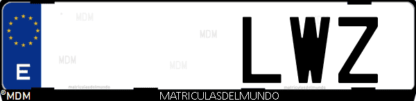 Imágen de matrícula de coche con letras LWZ de España