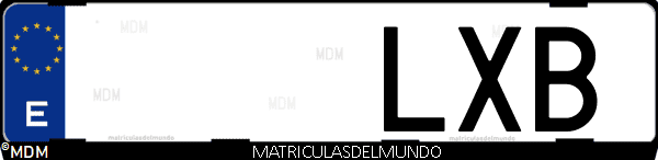 Imágen de matrícula de coche con letras LXB de España