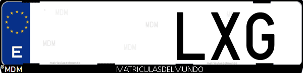 Imágen de matrícula de coche con letras LXG de España