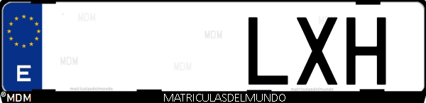 Imágen de matrícula de coche con letras LXH de España